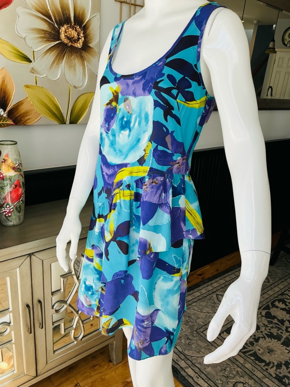 Trina Turk All Silk Vibrant Birthstone Colors Floral lightweight Mini Dress 4 - Picture 2 of 11